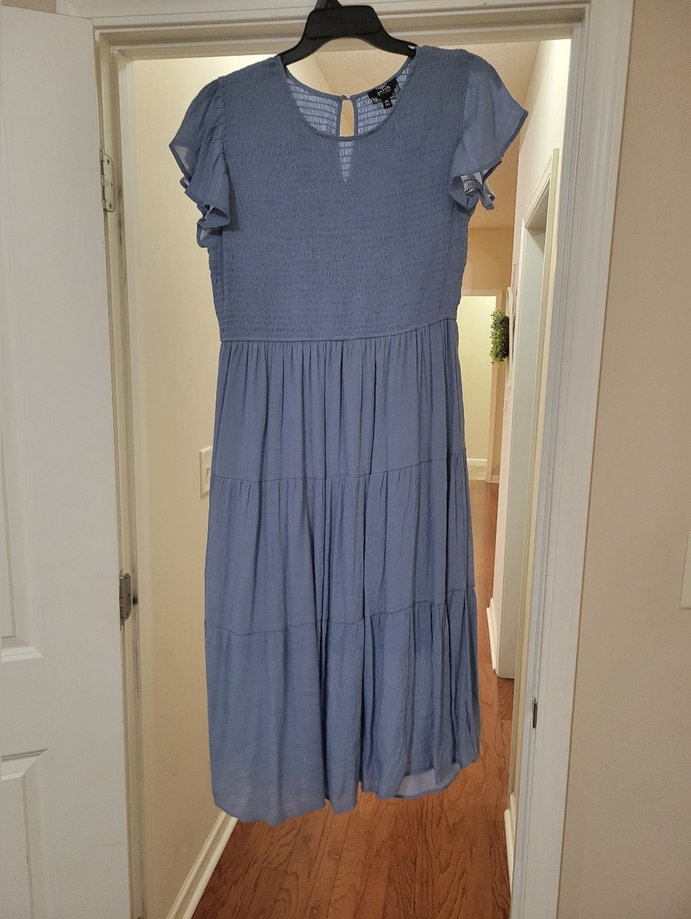 Blue Tiered Midi Dress